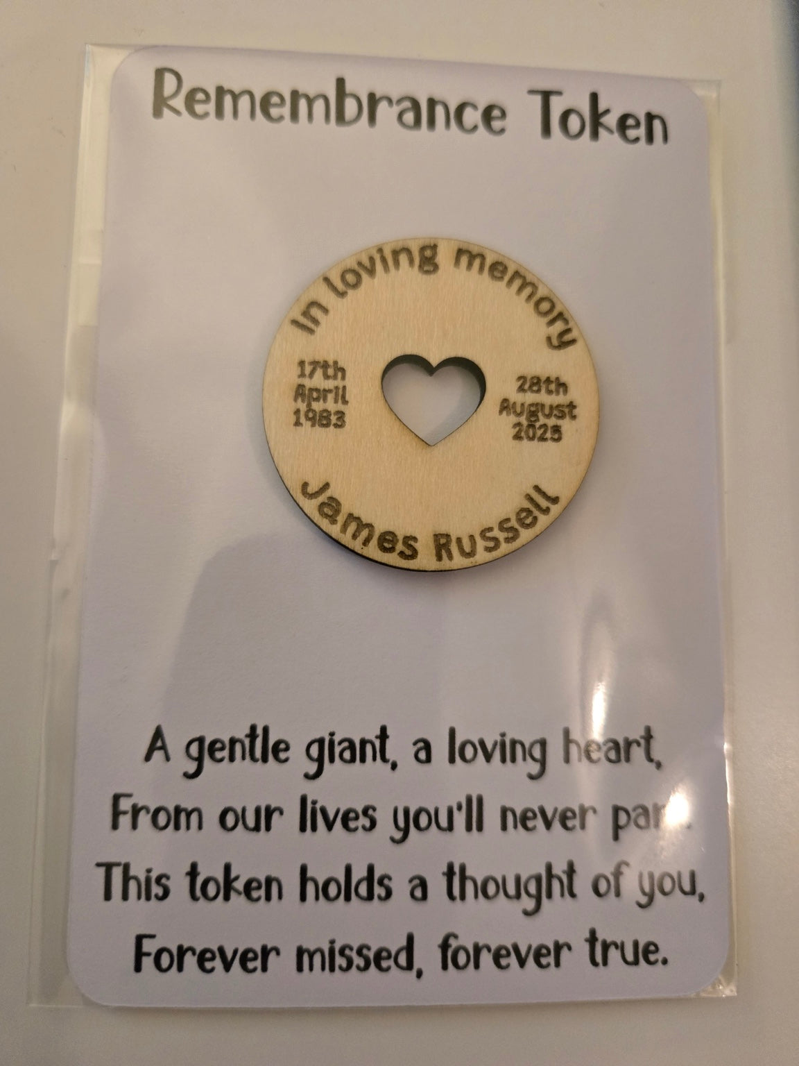 Personalised Wooden Keepsake Tokens