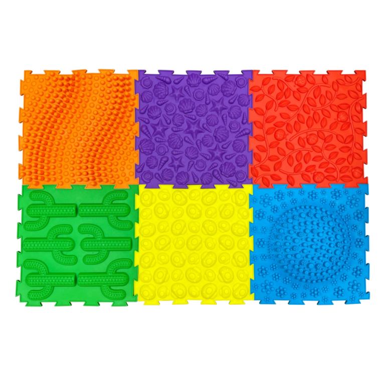 Playlearn Massage Sensory Puzzle Floor 6 Tiles - Bright