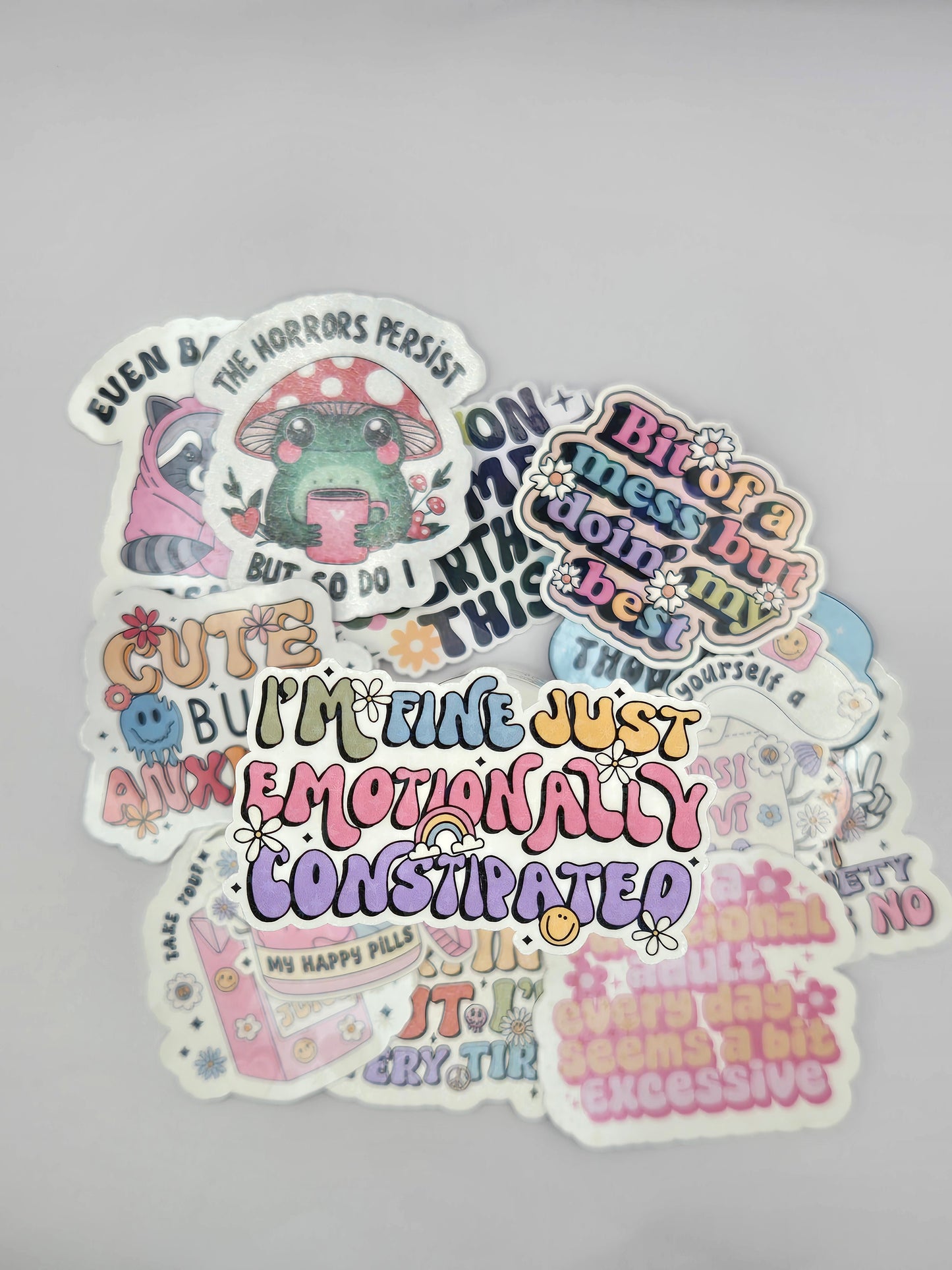 Holographic Mental Health Sticker - Emotionally Constipated