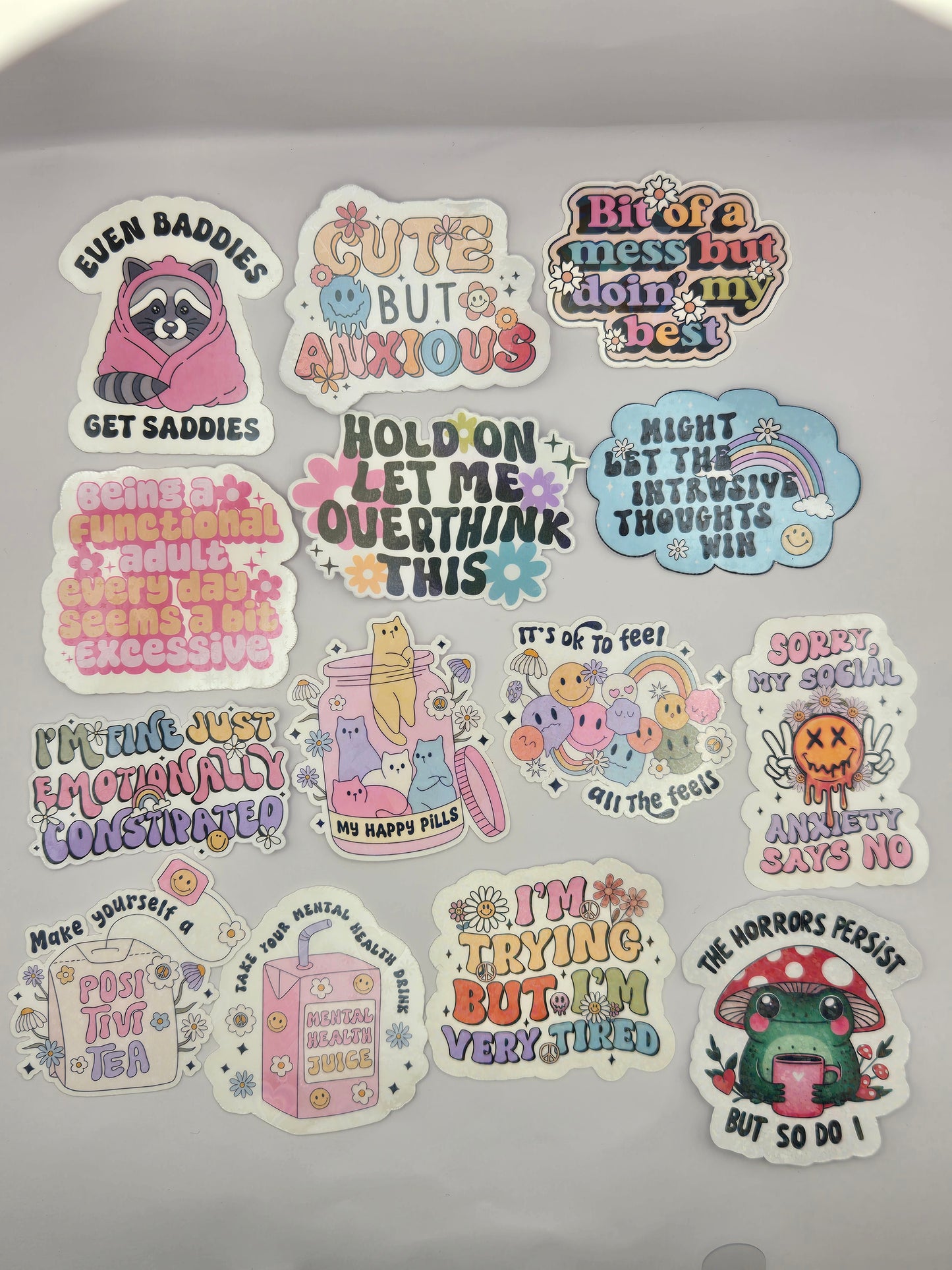 Holographic Mental Health Sticker - Trying But Tired