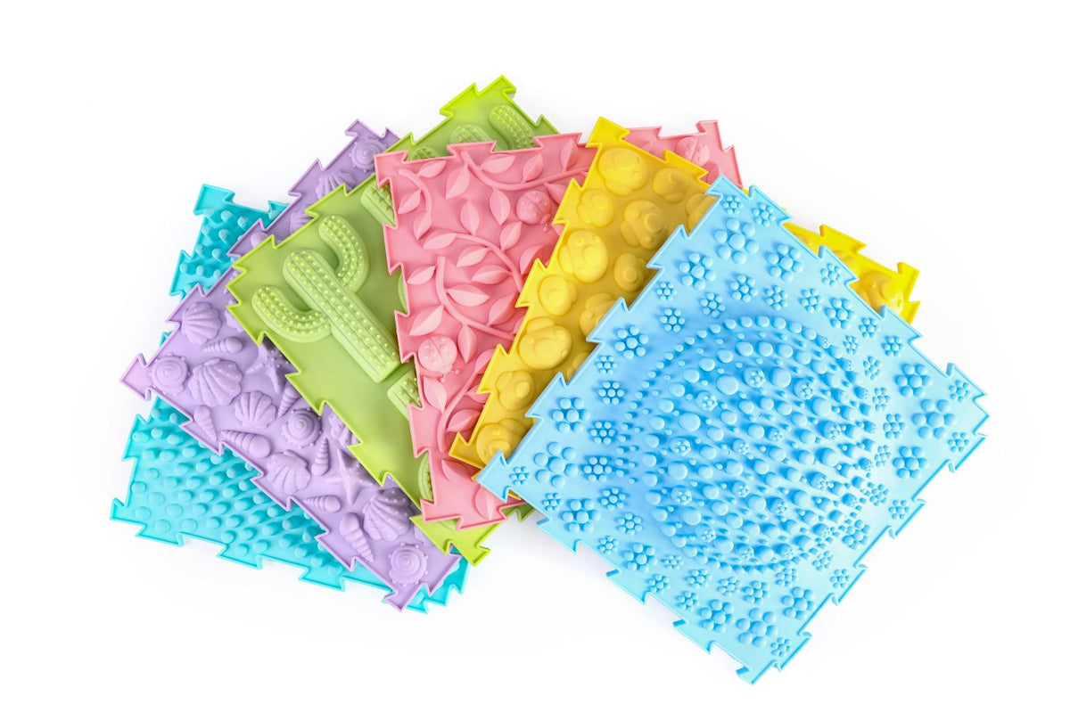 Playlearn Massage Sensory Puzzle Floor 6 Tiles - Pastel