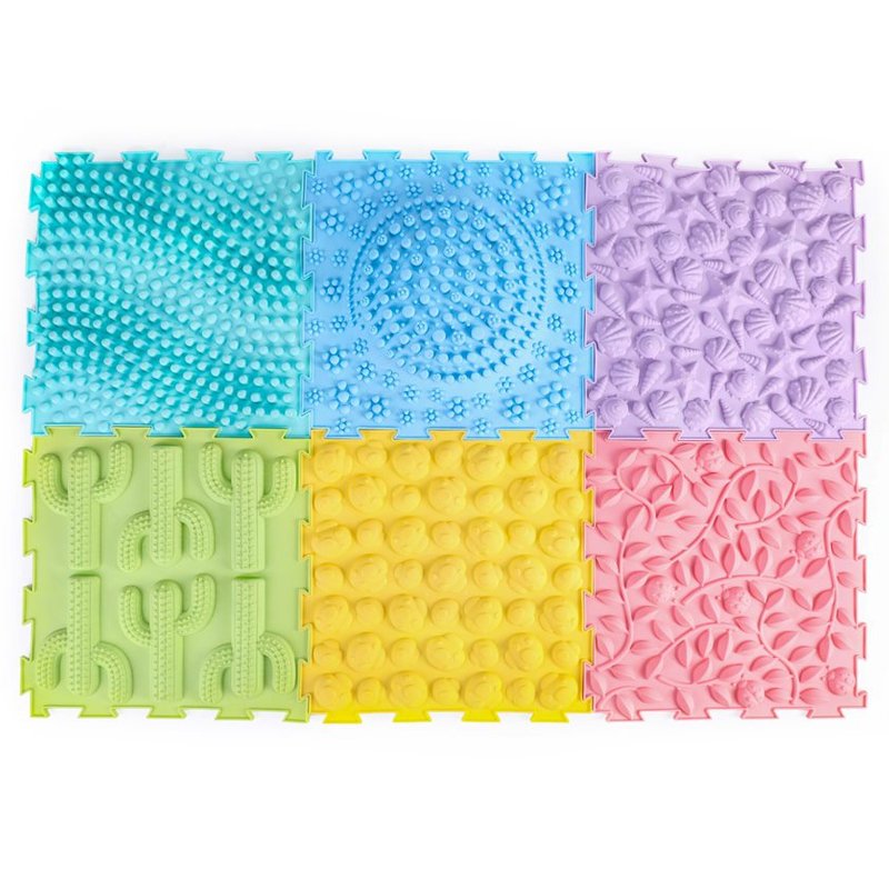 Playlearn Massage Sensory Puzzle Floor 6 Tiles - Pastel