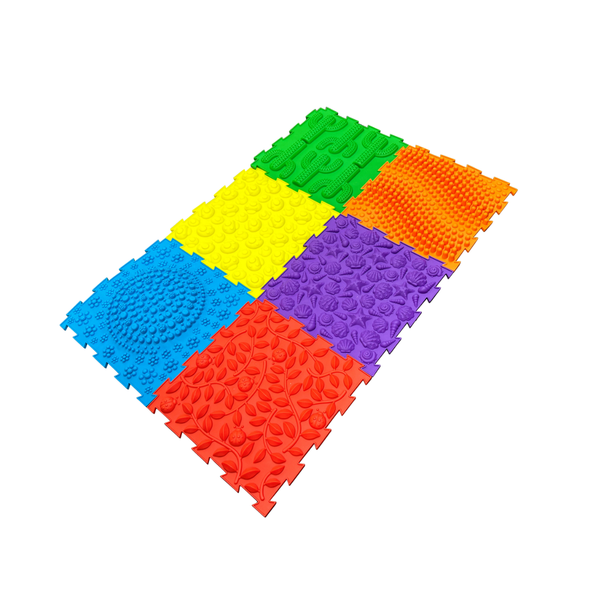 Playlearn Massage Sensory Puzzle Floor 6 Tiles - Bright