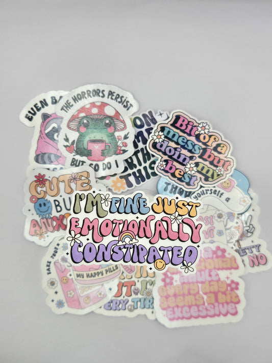 Holographic Mental Health Sticker - Emotionally Constipated