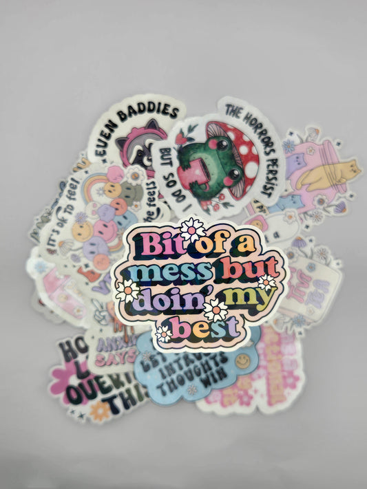 Holographic Mental Health Sticker - Doing My Best