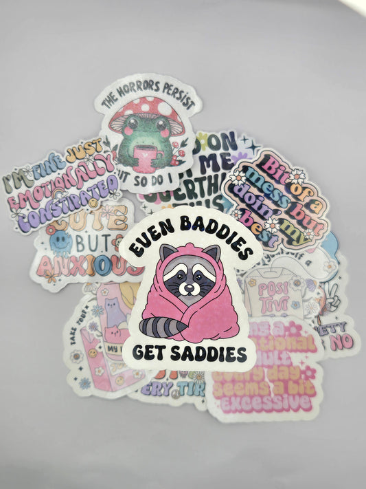 Holographic Mental Health Sticker - Baddies Get Saddies