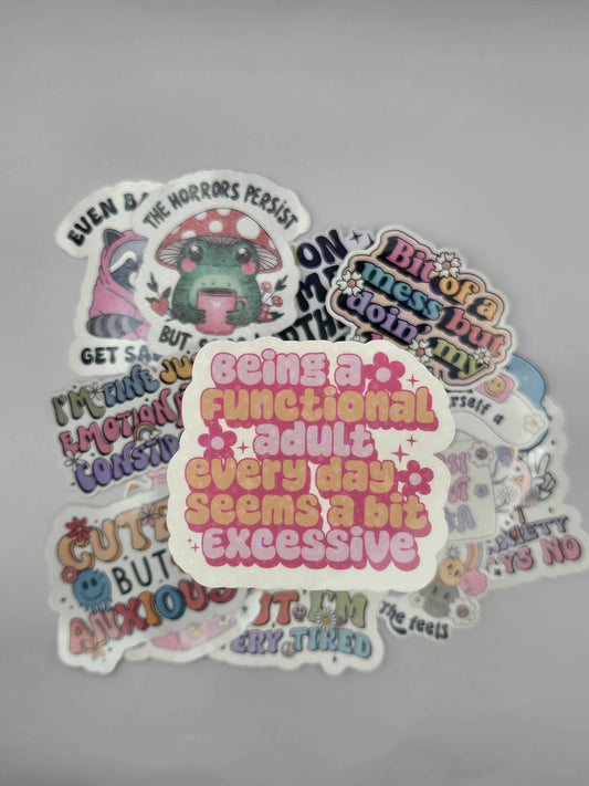 Holographic Mental Health Sticker - Functional Adult