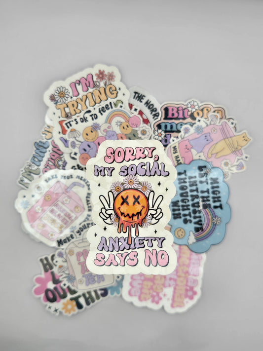 Holographic Mental Health Sticker - Social Anxiety